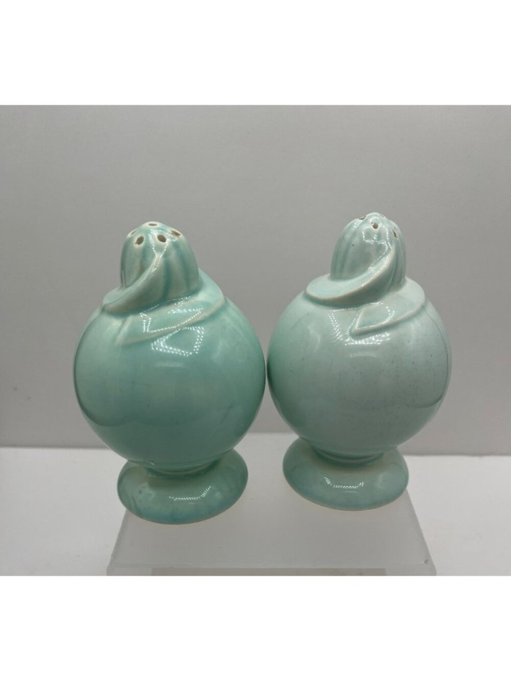 Luray Pastels Surf Green Salt & Pepper Shakers Vintage 1940s Taylor Smith Taylor